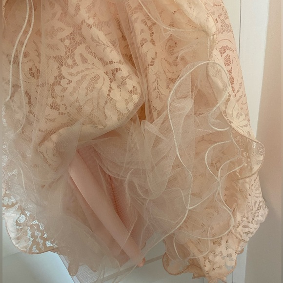 Blush Pink Lace Cocktail Dress with Tulle - Size 14 UK (Size 10 US) - Picture 2 of 7